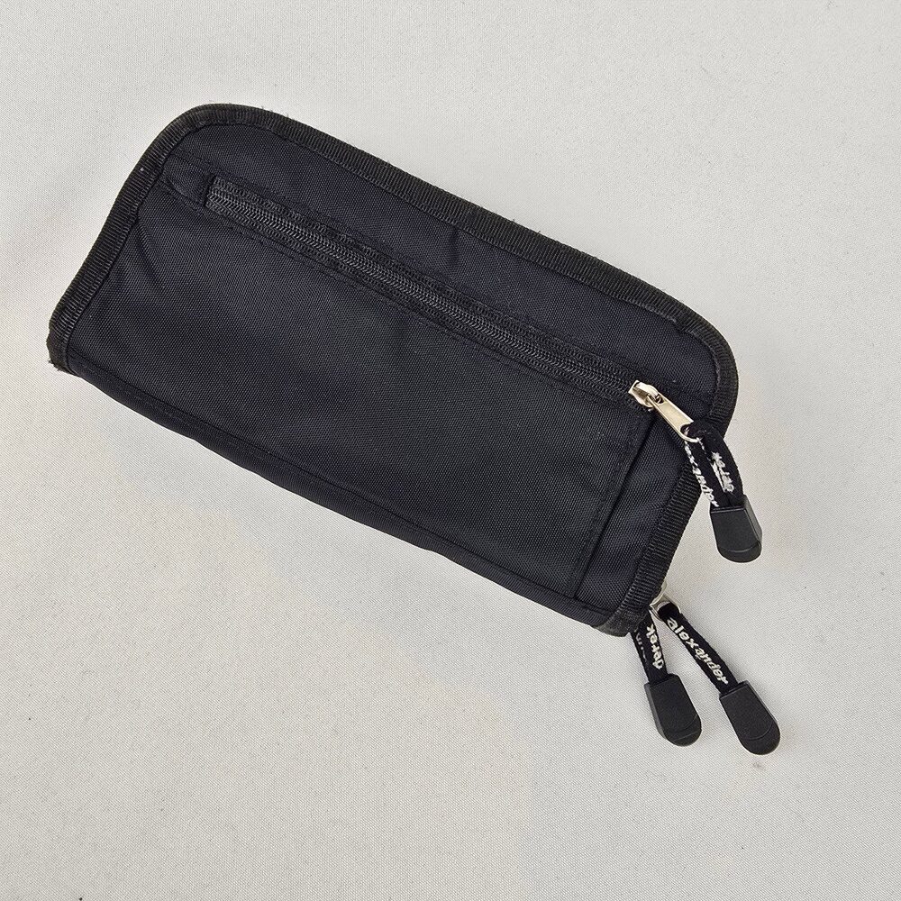 Derek Alexander Black Nylon Zip Around Wallet